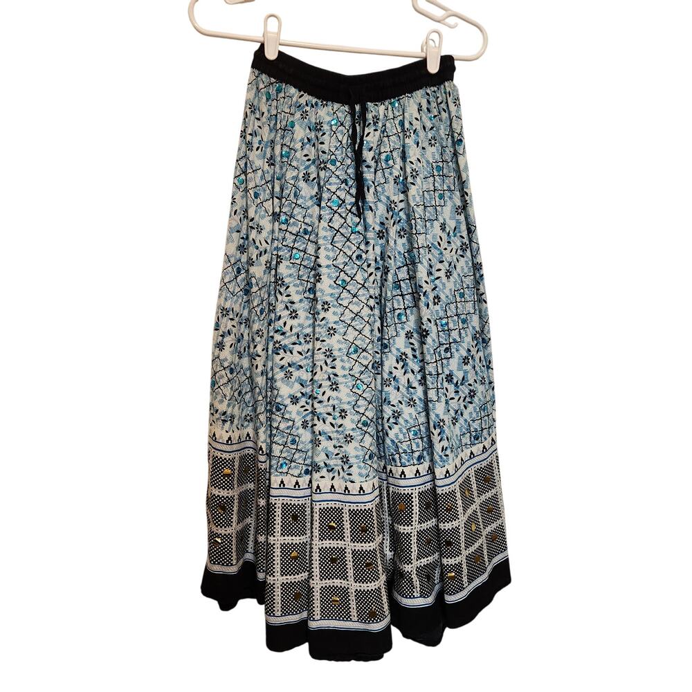 Vintage Jackpot Multicolor Patchwork Pull On A-Line Cotton Maxi Skirt Size Small